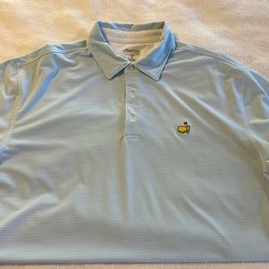 Masters Light Blue Micro-Striped Polo with Yellow Logo